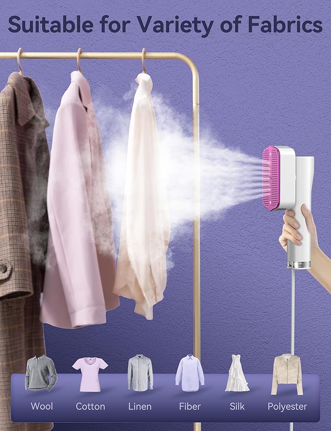 Travel Steamer for Clothes with 100 ml Water Tanks,15s Fast Heat-up,24 g/min Strong Steam Performance, Portable Garment Steamer with Touch Control, LED Display, Steam Iron(Ivory white)