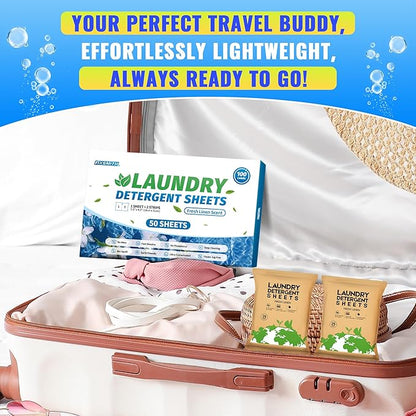 FIXSMITH Laundry Detergent Sheets - 100 Loads (50 Sheets) Fresh Linen Scent - Hypoallergenic, Laundry Detergent Strips Ultra-Concentrated Travel Detergent Sheets.Plastic-Free,Liquidless.