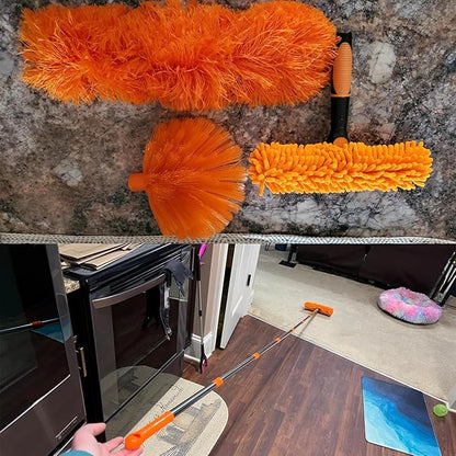 20+ Feet High Reach Dusting Kit with 3-14 ft Extension Pole //2 in 1 Window Cleaning Kit // High Ceiling Duster // Cobweb Microfiber Duster // Outdoor & Indoor Extendable Duster Cleaning Kit
