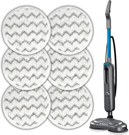 (6 Pack) 3897A Replacement Mop Pads for Bissell SpinWave SmartSteam Scrubbing Steam Mop 3897A 3712C 3712W, Spinning Scrubbing Mop Pads, Heavy Duty Scrubby Mop Pad, Wave Pattern Pads