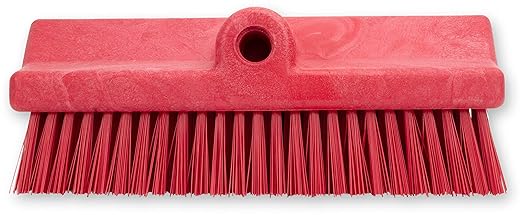 SPARTA 40423EC05 Plastic Floor Scrub Brush, Wall Brush, Equipment Brush With Nonabsorbent Bristles For Industrial Kitchens, Hospitals, Commercial Cleaning, 10 Inches, Red