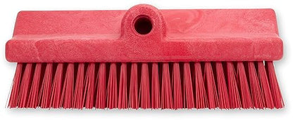 SPARTA 40423EC05 Plastic Floor Scrub Brush, Wall Brush, Equipment Brush With Nonabsorbent Bristles For Industrial Kitchens, Hospitals, Commercial Cleaning, 10 Inches, Red