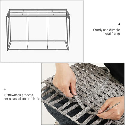 SONGMICS Storage Basket with Lid, Woven Blanket Storage Bin with Handles, Foldable, Removable Liner, Metal Frame, for Bedroom, Laundry Room, 42.3 Gallons (160 L), Gray URST76WG