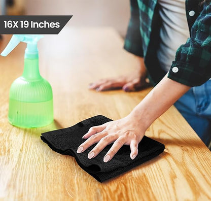 Utopia Towels Kitchen Bar Mops, Pack of 12, 16 by 19 Inches, 100% Cotton Super Absorbent Black Towels, Multi-Purpose Cleaning Towels for Home and Kitchen Bars