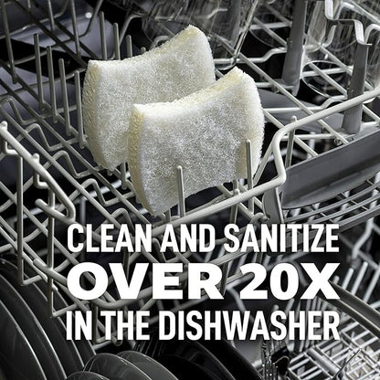 Scotch-Brite Greener Clean Non-Scratch Scrub Sponge, Sponge for Washing Dishes, Cleaning Kitchen, Superior Performance and Made with Sustainable Materials, Dishwasher Safe, 3 Scrub Sponges (Pack of 2)