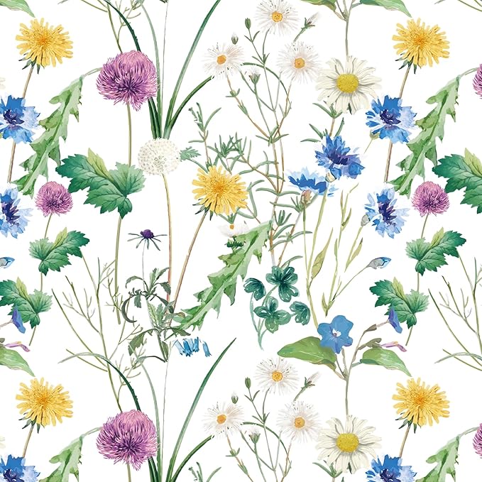 GloryTik Floral Peel and Stick Wallpaper,Modern Garden Removable Self Adhesive Waterproof Nursery Contact Paper for Bedroom Bathroom Cabinets Decor Vinyl 17.3" X 120"