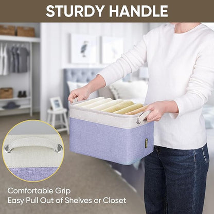 BALEINE 4 Pack Fabric Closet Storage Bins for Shelves, Linen Closet Organizers and Storage, Decorative Baskets for Organizing, Shelf, Clothes, Home, Office (Lavender, 12"x8"x8")