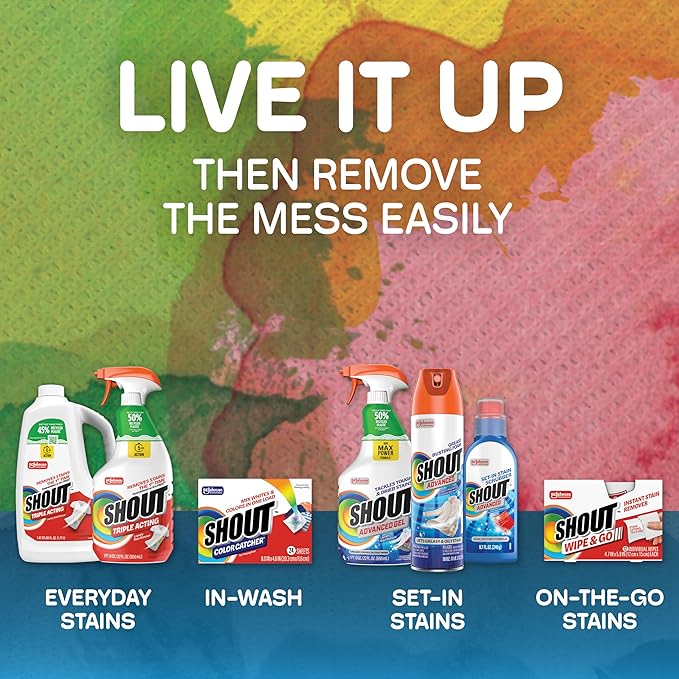Shout Wipe & Go Instant Stain Remover Wipes, No Wash Required, Safe on Colorfast Washables, Travel & Baby Diaper Bag Essentials, Removes Grass, Coffee, Makeup & More, 12 Wipes (Pack of 1)