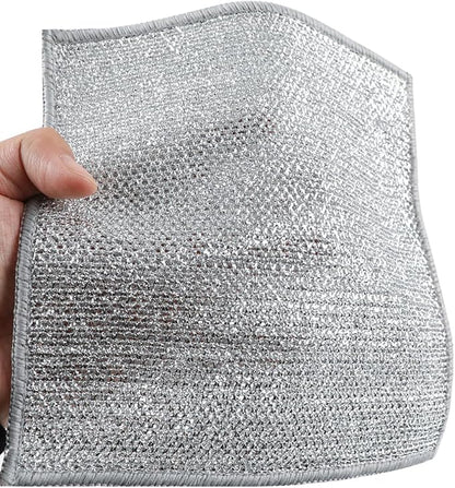 YinQin 10 PCS Double Layer Stainless Steel Scrubber Wire Dishwashing Cloth Non Scratch Stainless Steel Mesh Dish Cleaning Cloth 20x20cm Metallic Wire Cleaning Rag Towel for Kitchen Dish Sink Stove Top