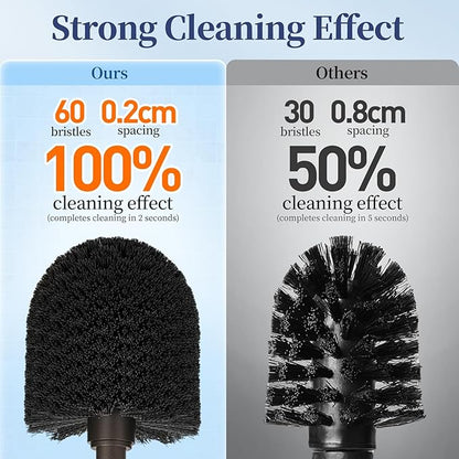 HAMITOR Toilet Bowl Brush Holder Set: 2 Pack Modern Deep Cleaning Bathroom Toilet Scrubber with Caddy for rv - Rim Decorative Accessories Cleaner Brushes for Toilet - Bronze1