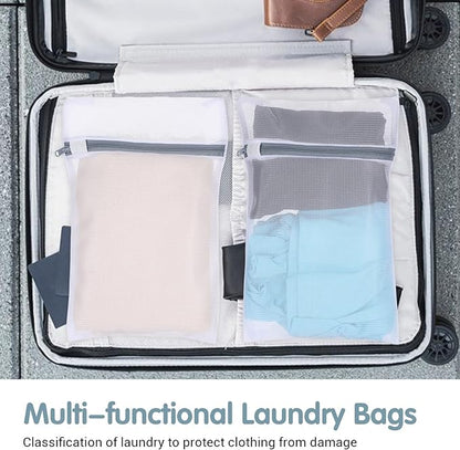 4PCS Laundry Mesh Wash Bags, Mesh Laundry Bags for Delicates, Lingerie Bag, Garment Bag for Washing Machine, Bras, Socks Grey (2 Medium, 2 Small)