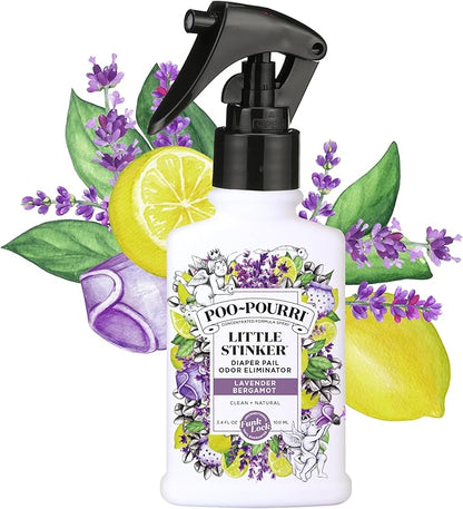 Baby-Pourri Little Stinker Diaper Pail Deodorizer Spray,3.4 Fl Oz,Up to 150 Uses,Odor Freshener with Essential Oils,Nursery Essentials,Lavender,Bergamot,Eucalyptus & Vanilla Scent,(Pack of 2)