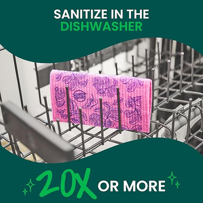 Scotch-Brite Sponge Cloths, Reusable, Absorbent, and Decorative Cleaning Towel, Dishwasher-Safe Wipes Ideal for Nonstick Cookware, Tile, Countertops, Mirrors, and Faucets, 2 Dish Towels