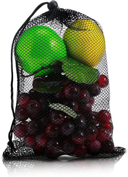 TecUnite 10 Pcs Mesh Laundry Bags with Drawstring Multicolor Mesh Sack Bag Nylon Gift Dishwasher Bag with Sliding for Storage Clothes Socks Jewelry Gifts Toys Fruit(11.8 x 7.5 Inch,Black)