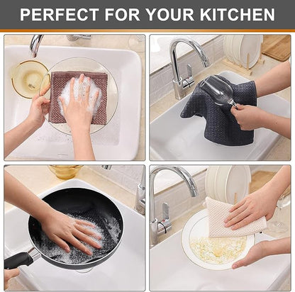 Kitinjoy 100% Cotton Kitchen Dish Cloths (12 X 12 Inches, Multicolor), 8 Pack Waffle Weave Ultra Soft Absorbent Dish Towels for Drying Dishes Quick Drying Kitchen Towels Dish Rags