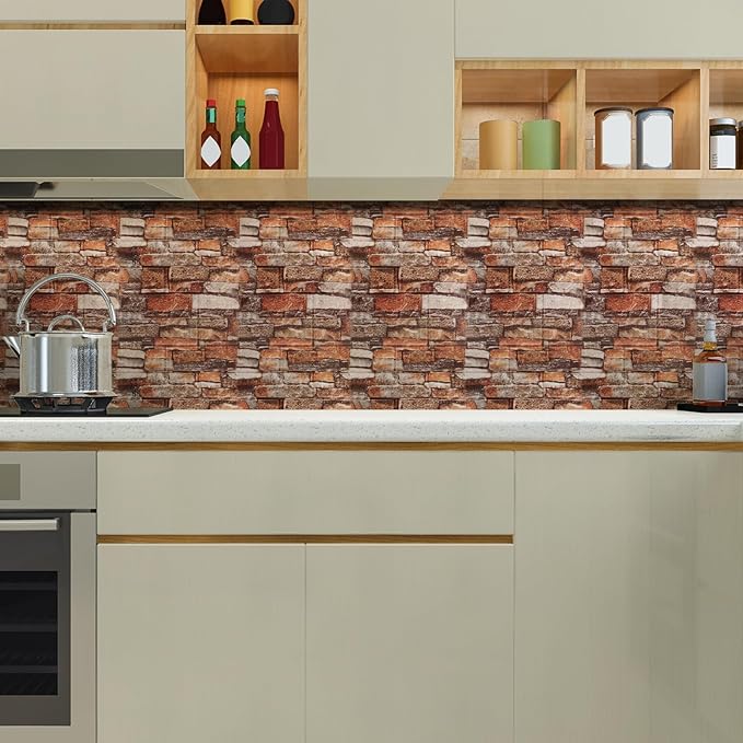 30PCS 3D Wall Panels, Peel and Stick Foam, Self-Adhesive Decorative 3D Brick Wallpaper, Faux Stone Wall Panel Foam Brick, White, Black, Rock, 15in x 13.7in, 7mm Thick, 30 Count