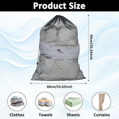 2 Pack Mesh Laundry Bags, 24" X 36" Large Laundry Washing Bags Heavy Duty Mesh Travel Laundry Bag for Delicates Clothes Washing Machine Drawstring Wash Bag for College Dorm Travel Family