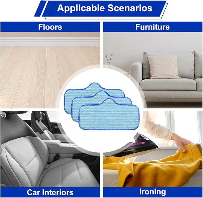 6 Pack Microfiber Pads Compatible with Dupray Neat Steam Cleaner, and 6 Pack Microfiber Small Bonnets(Triangle), Durable, Reusable Cloths and Machine Washable