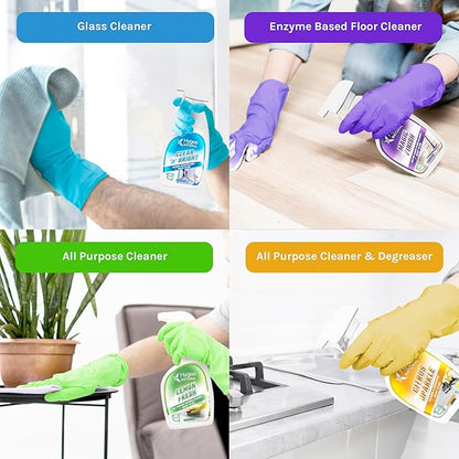 Hygea Natural Cleaning Supplies Kit All Purpose Cleaners, Citrus Degreaser, Floor and Tile Cleaner, Window, Glass and Mirror Cleaner- No Harsh Chemicals, Family safe - 4 Pack 24 oz Sprays