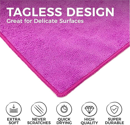 The Rag Company - All-Purpose Microfiber Terry Cleaning Towels - Commercial Grade, Highly Absorbent, Lint-Free, Streak-Free, Kitchens, Bathrooms, Offices, 300gsm, 16in x 16in, Lavender (12-Pack)