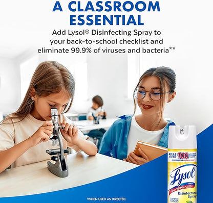 Lysol Disinfectant Spray, Sanitizing and Antibacterial Spray, For Disinfecting and Deodorizing, Lemon Breeze, 19 Fl Oz (Pack of 2)