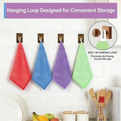 HOMERHYME Microfiber Cleaning Cloth, 52 Pack Cleaning Rags,12" X 11" Lint Free Dish Towels Wash Cloths, Reusable Microfiber Towels for Home and Kitchen Bathroom Apartment Cleaning Supplies, Assorted