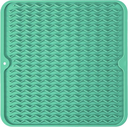 Silicone Dish Drying Mat for Multiple Usage, Easy clean, Eco-friendly, Heat-resistant Dish Drainer Mat for Kitchen Counter,Sink,Refrigerator or Drawer liner (12" x 12", Green)