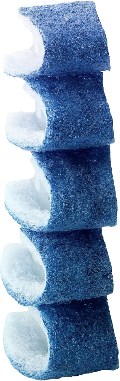 Scotch-Brite Disposable Toilet Scrubber Starter Kit, Disposable Refills with Built-In Bleach Alternative, Includes 1 Handle, Storage Caddy and 5 Refills