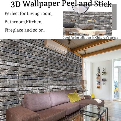 10 Pcs 3D Wall Panels Peel and Stick,Faux Brick,Waterproof Self Adhesive Decorative Wall Panelsfor Interior Wall Decor,Living Room,TV Background,Study Room.