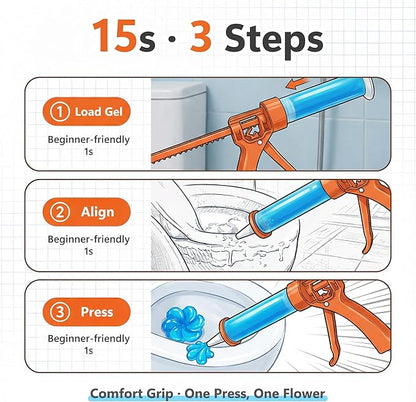 Li&Zhao Toilet Gel Stamps 5 Pack with 5 Different Long-Lasting Refreshing Scents, Flower Shaped Toilet Bowl Cleaners Gel for Interior Cleaning, Includes Gel Thruster