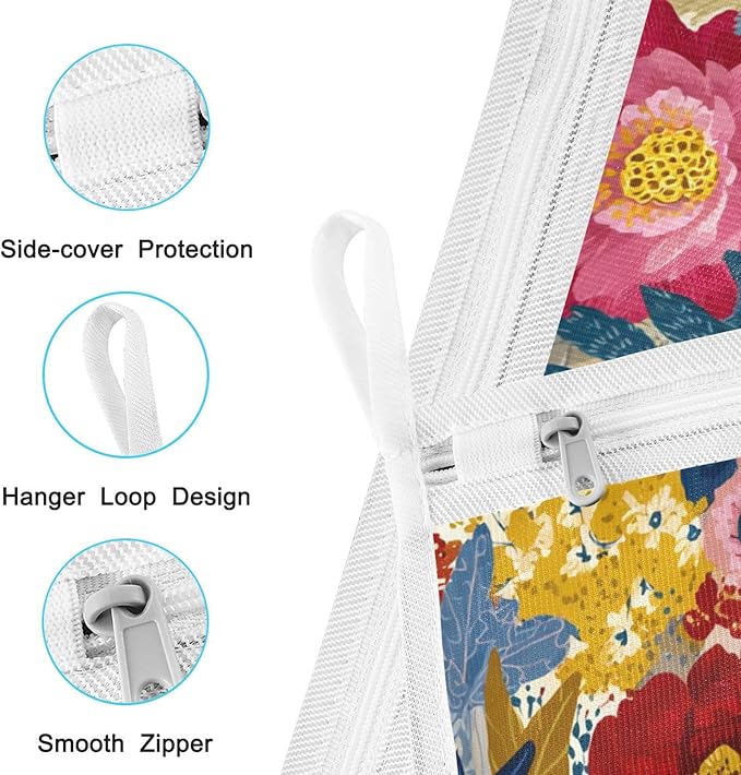Mesh Laundry Bags Lingerie Bags for Washing Delicates 2 PCS Durable Wash Bag with Zipper Small and Medium Washable Garden Flowers Hedgehogs Colorful