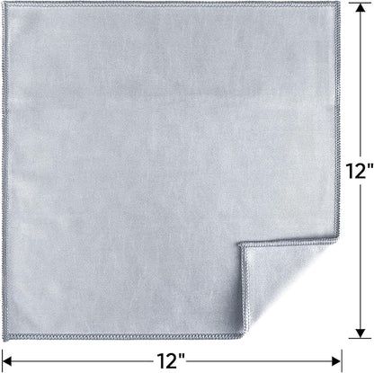 HOMEXCEL Microfiber Glass Cleaning Cloth 12 PK, Lint Free Streak Free, Reusable Magic Cleaning Cloth for Cleaning Windows, Glasses, Mirrors, Screens, Stainless Steel, and More Grey-12”×12”