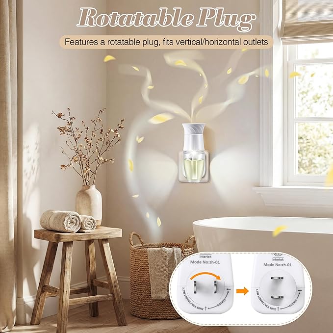 Saillong 4 Pack Wall Fragrance Plug with Night Light, Compatible with Bath & Body Works WallFlower Refills, ETL Certified, Rotatable Plug Design Fragrance Diffuser for Home & Office