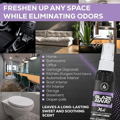 Blaze Away Commercial Air Freshener & Odor Eliminator for Strong Odor - Industrial-Grade Room Spray & Room Deodorizer for Home, Car, Smoke & Pet Odors - Long-Lasting Odor Absorber, Room Fresheners
