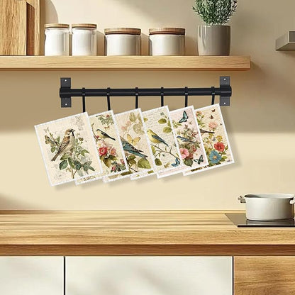 Swedish Dishcloths for Kitchen, 6 Pack Vintage Floral Bird Swedish Dish Cloths for Washing Dishes, Reusable Washable Absorbent Dish Towels for Home Kitchen Cleaning Quick Drying
