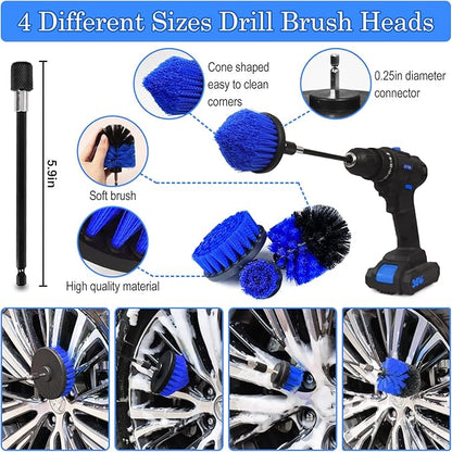 TTRCB 27Pcs Car Detailing Kit, Car Cleaning Kit, Car Detailing Brush Set, Drill Brush Set, Car Detailing Brushes, Car Wash Kit, Car Accessories, Car Cleaning Supplies for Interior, Exterior, Wheels