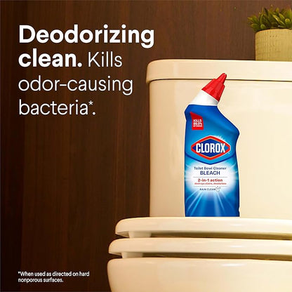 Clorox Toilet Bowl Cleaner Bleach, Rain Clean, 24 Fluid Ounces (Package May Vary)