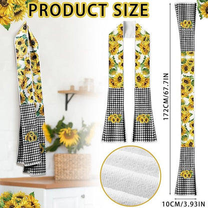 2 Pack Sunflower Kitchen Scarf Boa Dish Towel 4 x 68 Inch for Holiday Cooking Baking Accessories Plaid Decor Cotton