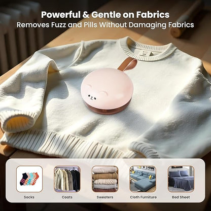 Rechargeable Fabric Shaver for Clothing | Electric Lint Remover for Clothes | Portable Sweater Shaver | Pilling Remover for Clothes with 500MAH Battery, 6 Rotary Blades & Large lint Collector