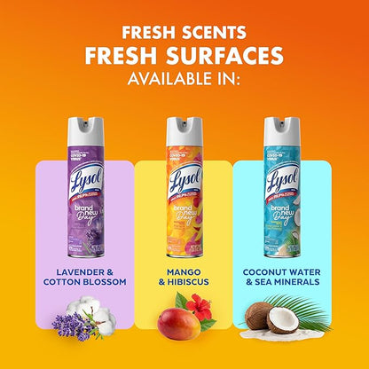 Lysol Disinfectant Spray, Sanitizing and Antibacterial Spray, For Disinfecting and Deodorizing, Mango & Hibiscus, 19 Fl. Oz (Pack of 2)