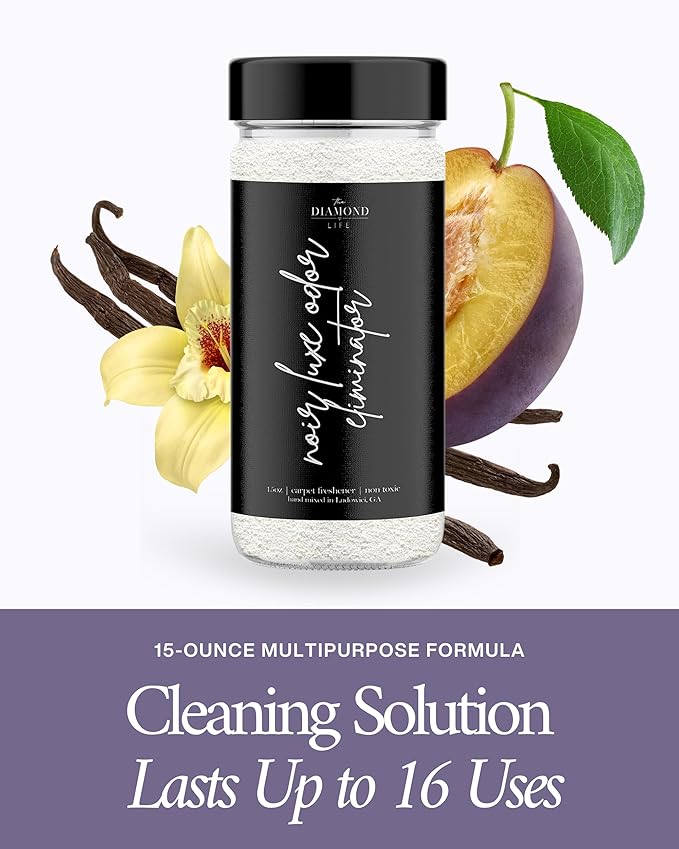 Home Noir Luxe Carpet Deodorizer Powder - Natural Odor Eliminator for Carpet, Upholstery, Pet Urine - Pet-Friendly - Black Plum, Sea Salt & Ozone Scent, Spring Cleaning