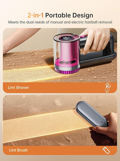 DRFLASH 2-in-1 Fabric Shaver Rechargeable - 3 Speeds Lint Remover with Digital LED Display & Type-C Fast Charging Port, Electric Sweater Defuzzer for Clothes, Furniture, Couch, Blanket