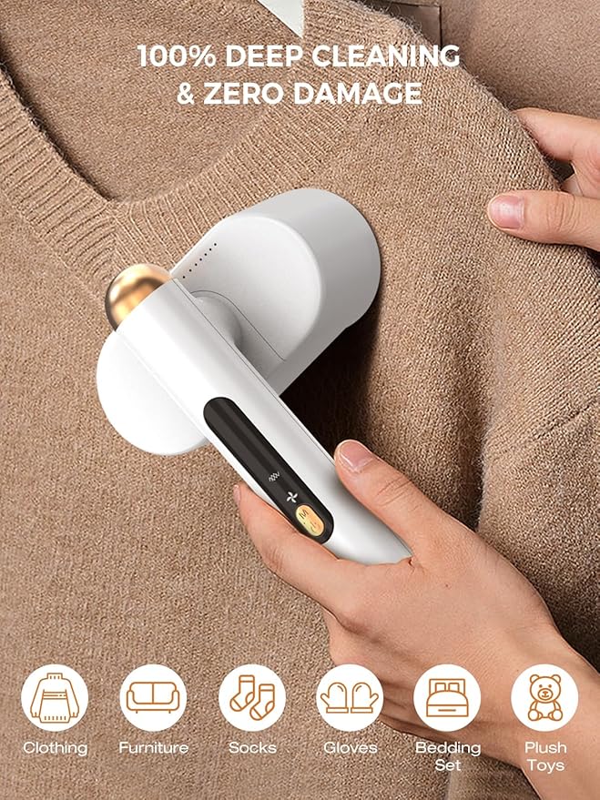 Smiling Shark Fabric Shaver, M-3 Rechargeable Electric Lint Remover 4 Speed Mode 90° Rotatable Grip Portable Cordless Fuzz Remover for Clothes Furniture Sweater Curtain, Fabric-Shaver-Pilling-Removers