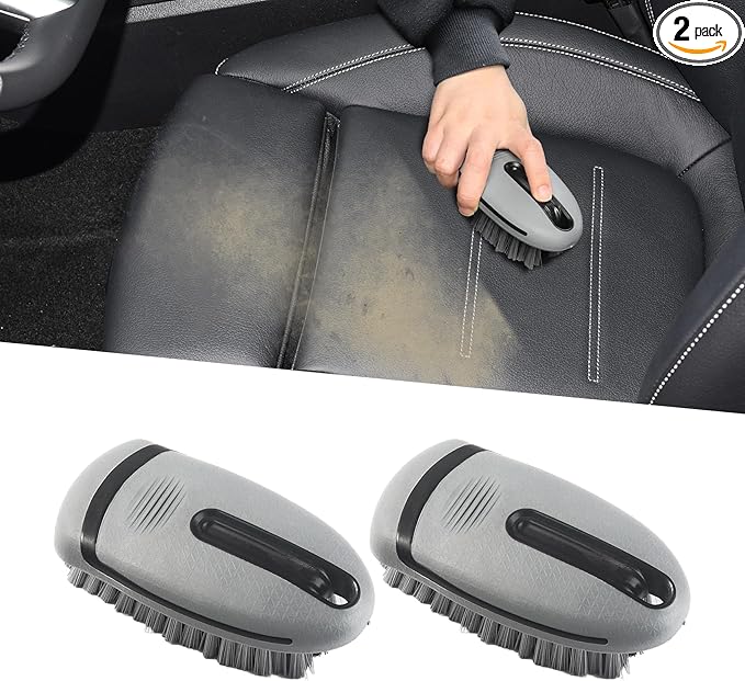 2PCS Carpet and Upholstery Cleaning Brush, Detailing Supplies, Carpet Scrubber Stiff Bristle Detailing Scrub Brushes, Universal Car Accessories Interior Leather Brush for Car and Home