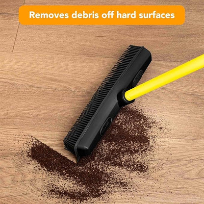 FURemover Sweep Pet Hair Rubber Broom with Carpet Rake and Squeegee, Ideal for Tile, Carpet and Hardwood, Disassembles for Easy Storage