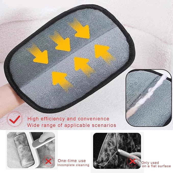 Electrostatic Pet Hair Removal Gloves for Cats & Dogsand Paw Shaped Leather Keychain- 3pcs, Reusable Magic Brush Gloves, Effortless Pet Hair Remover for Furniture, Carpets, Clothing & Laundry