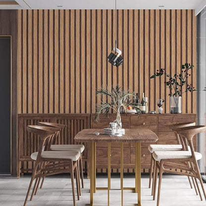 Yun-aeon Natural Wood Peel and Stick Wallpaper Wood Slats - 17.3"x 480" Tan Self-Adhesive Waterproof Vinyl Removable Wall Paper for Wall Decor Bedroom