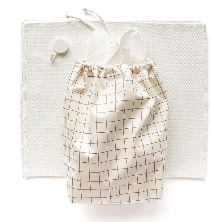 Esembly Paperless Towel Roll - Reusable Kitchen Towels 12-Pack Washable Cotton with Laundry Bag & Hook - Zero-Waste, Absorbent, Washable - Windowpane