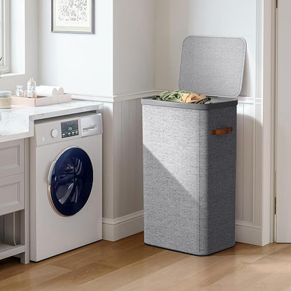 Sorbus Laundry Hamper with Lid - Collapsible Fabric Laundry Basket with Handles and Removable Laundry Bag – 26.5 Gallon (100 L) Dirty Clothes Hamper for Bedroom, bathroom and dorm - 2 Pack (Gray)