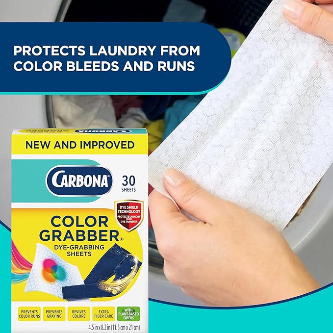Carbona Color Grabber™ | Protects Laundry from Color Runs or Bleeds | Mix Whites & Colors | in-Wash Dye Grabbing Sheets | 30 Count Per Box, 3 Pack